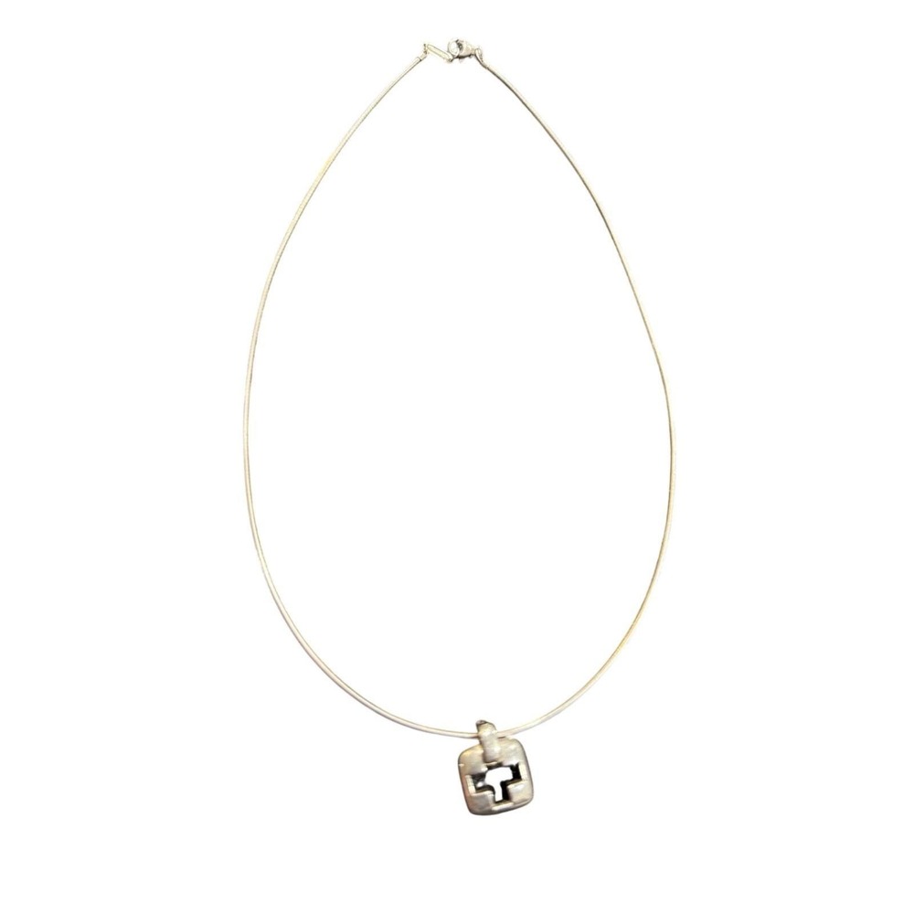 Tiffany & Co Silver Stencil‎ Cross Charm Snake Chain Necklace